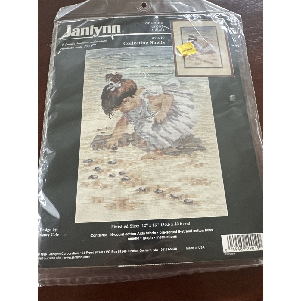 Janlynn "Collecting Shells" Counted‎ Cross Stitch Kit #29-19 New Sealed